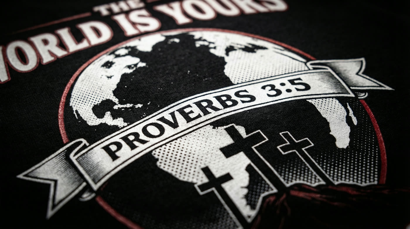 Macro detail — World Is Yours Proverbs 3:5 print